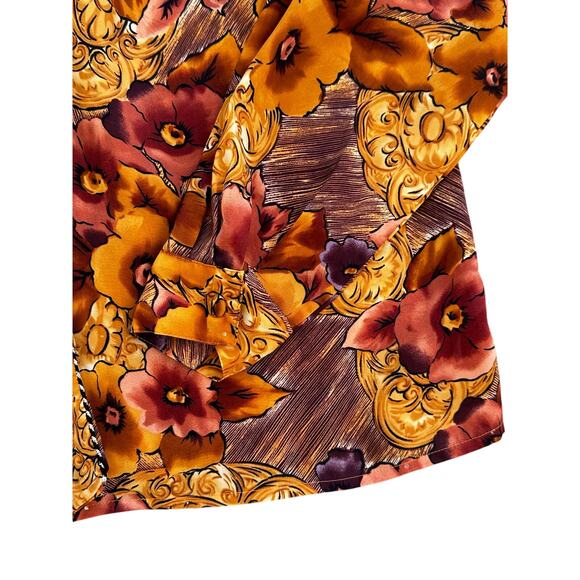 Christie & Jill Orange Fall Floral Blouse Large - Picture 2 of 6